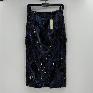 Ramy Brook Women's Donnelly Sequin Midi Skirt - Navy - 4 - New with tags
